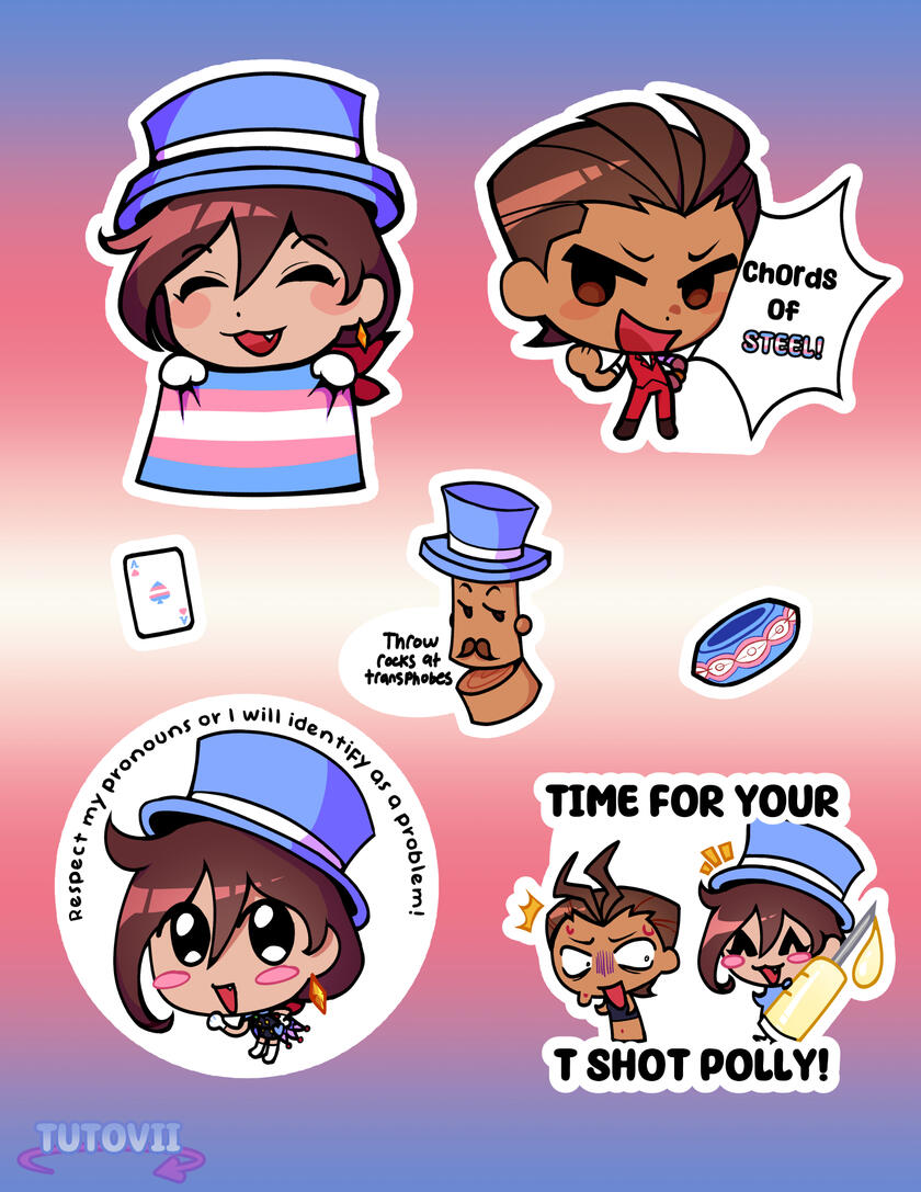 Printable Sticker Sheet for &quot;Transitions and Turnabout&quot; Zine